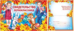 Свидетельство А5 ИП 63.021.00 Первоклассника