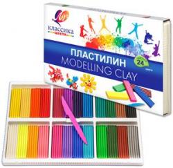 Пластилин 24цв.480г.КЛАССИКА 28С1642-08 к/у стек Луч