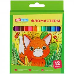 Фломастеры 12цв.к/у СПЕЙС Милые зверушки  WP1226902 смываемые