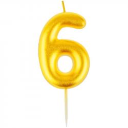 Свеча ЦИФРА "6" MESHU 6см золотая MS_59310