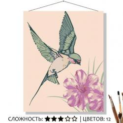 КАРТИНА по номерам КН5040877 Колибри на цветке 50*40см