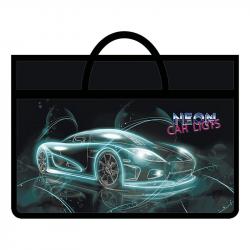 Папка А3 с ручками на молнии ПМ-А3-26 NEON CAR Пчелка
