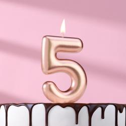 Свеча ЦИФРА "5" ЕВРОПЕЙСКАЯ 6см розовое золото 10133667