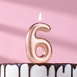 Свеча ЦИФРА "6" ЕВРОПЕЙСКАЯ 6см розовое золото 10133668