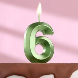 Свеча ЦИФРА "6" ГРАНЬ изумруд 5см 5572740