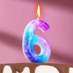 Свеча ЦИФРА "6" ГАЛАКТИКА 5,5см 7663116