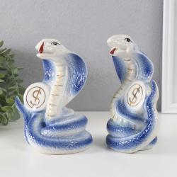 Сувенир КОБРЫ с монетами синие с золотом набор 2 шт 9*12,2*15,5 см 10459441