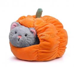 Игрушка мягк. Котик в тыкве 20см М1118