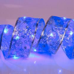 Гирлянда ЛЕНТА синий Морозные снежинки 2,0м 6см 20л LED 185-0582 (Серпантин)