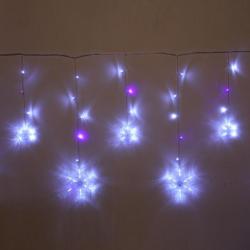 Гирлянда БАХРОМА белый/синий мерцает Снежинка 2,5м 130л LED 130-303 (Серпантин)