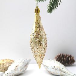 НАБОР Елочн.украш. 4шт 201-1938 Shining icicles light champagne/silver (Серпантин)