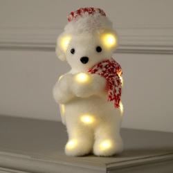 Сувенир МЕДВЕДЬ в красном теплый белый 13LED 23*9*7см 4843989