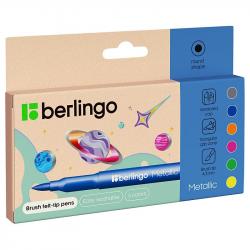 Фломастеры 6цв.к/у BERLINGO Metallic WP_06006 кисточки смываемые