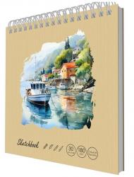Скетчбук А5 30л.тв.обл.греб.Regatta крафт 180г/м2 цв.листов-белый ТСК305453 КЭ