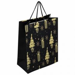 Пакет бум.№18 НГ Black&Gold чёрный 608236 ЗОЛОТАЯ СКАЗКА (26*32см)