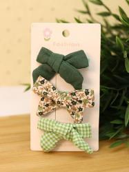 ЗАКОЛКА д/волос AQW-2223 Green bows (цена за 3шт.)
