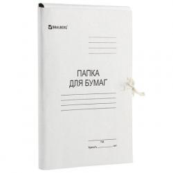 Папка с завязками КАРТОН 440г/м 110926 белая немел. BRAUBERG