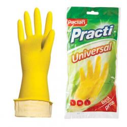 Перчатки латексные PACLAN Practi Universal х/б напыл. р-р L желтые 602482