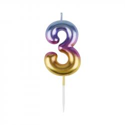 Свеча ЦИФРА "3" MESHU 6см градиент MS_57384