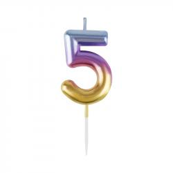 Свеча ЦИФРА "5" MESHU 6см градиент MS_57386