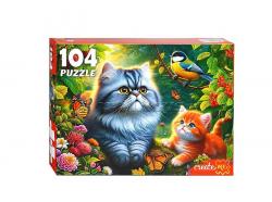 Пазлы 104эл. Котики с синицей Ф104-7603