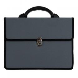 Папка-портфель КАНЦБУРГ 1С11 2отд.с ручкой серый ткань