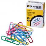 Скрепки 50мм 50шт.BRAUBERG 221533 цветные в карт. коробке