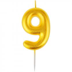 Свеча ЦИФРА "9" MESHU 6см золотая MS_59372