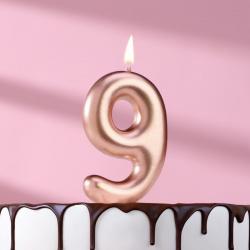 Свеча ЦИФРА "9" ЕВРОПЕЙСКАЯ 6см розовое золото 10133672