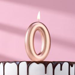 Свеча ЦИФРА "0" ЕВРОПЕЙСКАЯ 6см розовое золото 10133662