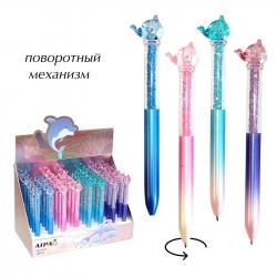 Ручка-игрушка ДЕЛЬФИНЧИК NO:6837 шариковая синяя с поворот. механ.