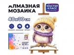 КАРТИНА-МОЗАИКА АЛМАЗНАЯ MKA4030-4 Совенок на ветке 30*40 (полная выкл.)