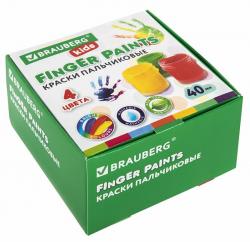 Краски пальчиковые 4цв. 40мл BRAUBERG KIDS 192278